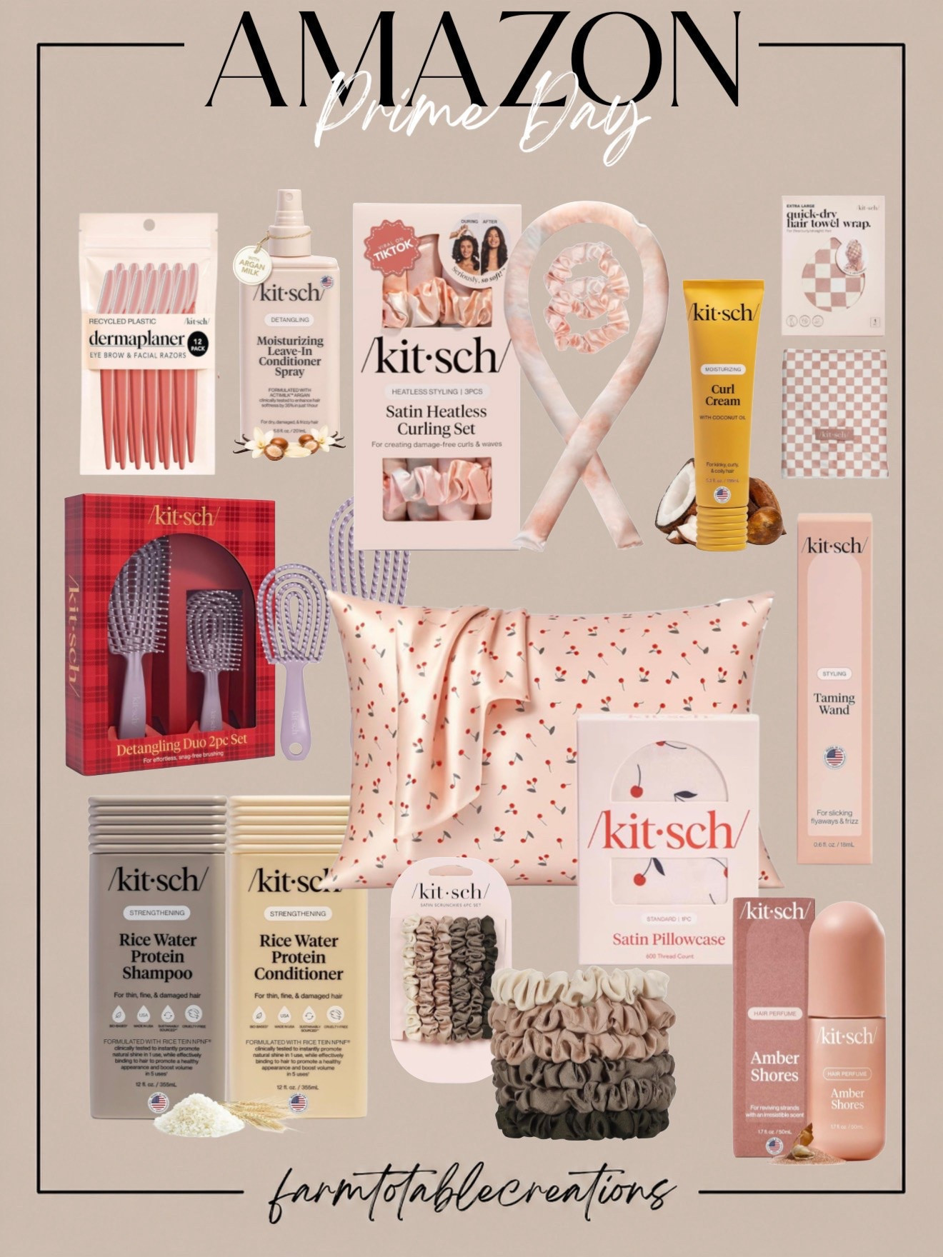 Amazon Prime Day Kitsch Hair & Beauty Deals 🎀✨

These Amazon Prime Day Kitsch finds are perfect for upgrading your hair routine with a mix of practical staples and little self-care luxuries. From satin pillowcases and scrunchies to heatless curls, detangling tools, rice water shampoo and conditioner, and styling essentials, this roundup has so many easy everyday favorites.

I especially love these for beauty lovers, teens, stocking stuffers, or anyone trying to be a little gentler on their hair. The satin and heatless styling pieces are such good picks for creating a simple nighttime routine too.

Follow @farmtotablecreations on Instagram for more cozy home finds and trending decor.

#LTKBeauty #LTKSaleAlert #PrimeDay #AmazonPrimeDay #PrimeDayDeals #Kitsch #AmazonBeauty #AmazonFinds #HairCare #HairTools #HeatlessCurls #SatinPillowcase #BeautyDeals #StockingStuffers #AmazonMustHaves