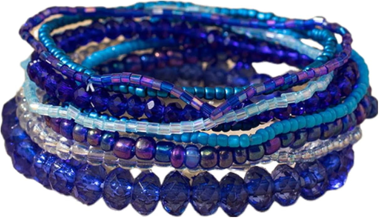 Bohemian Multilayer Stackable Seed Beaded Bracelets Colorful Crystal Glass Beads Strand Bangle Br... | Amazon (US)