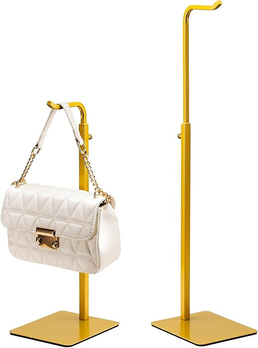 2 Pack Purse Holder Handbag Display Stand: Gold Hanger Rack for Bags, Purses, and Wreath, Adjusta... | Amazon (US)