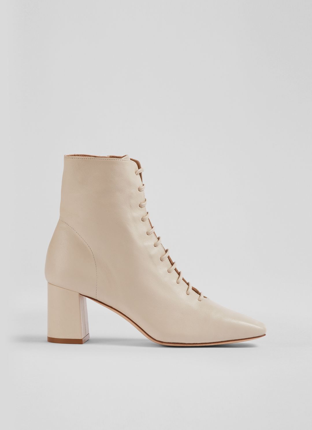 Arabella Cream Leather Lace-Up Ankle Boots | L.K. Bennett (UK)