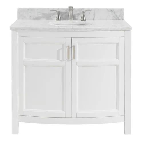 allen + roth Moravia 36-in White Single Sink Bathroom Vanity with Natural Carrara Marble Top Lowe... | Lowe's