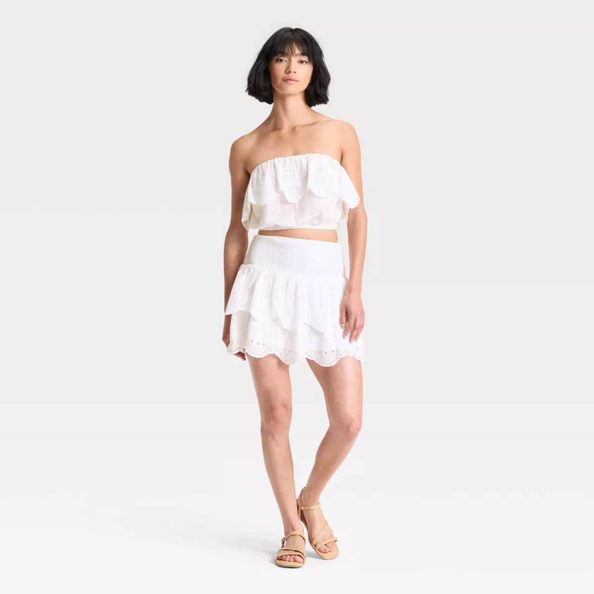 Women's Eyelet Ruffle Mini A-Line Skirt - Universal Thread™ White | Target
