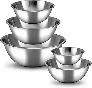 WHYSKO Meal Prep Stainless Steel Mixing Bowl (5-Piece Set) Home, Refrigerator, and Kitchen Food S... | Amazon (US)