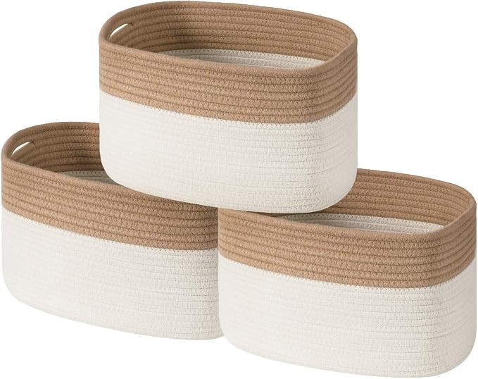 UBBCARE Cotton Rope Storage Baskets Bin Set of 3 Storage Cube Organizer Foldable Decorative Woven... | Amazon (US)