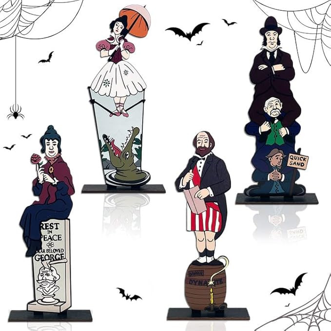 4pcs Haunted Mansion Stretching Portraits Halloween Decoration Haunted Mansion Wooden Centerpiece... | Amazon (US)
