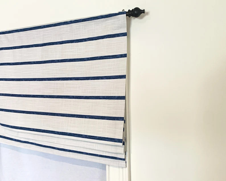 Faux Roman Shade Valance. Premier Prints Miles Italian Denim Slub Canvas - Etsy | Etsy (US)