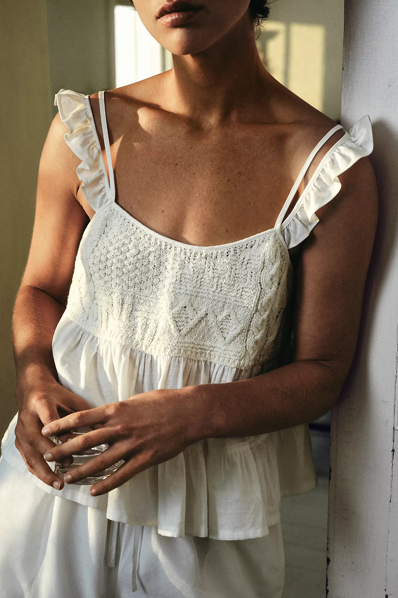Pilcro Sweater Knit & Cotton Tiered Tank | Anthropologie (US)