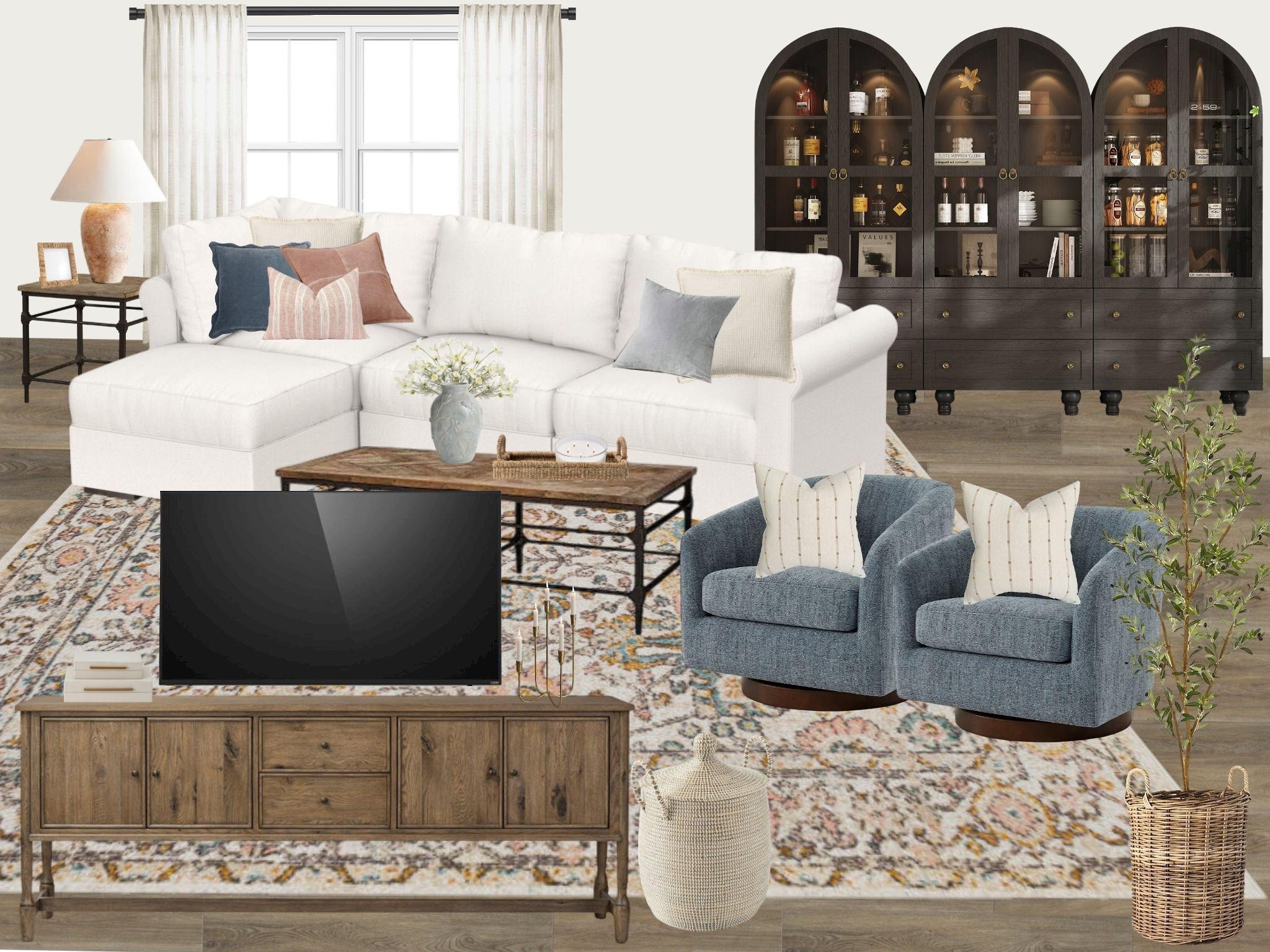 A coastal casual meets farmhouse great room design! Which is your favorite? #lovesac #potterybarn #greatroom #livingroom

#LTKHome