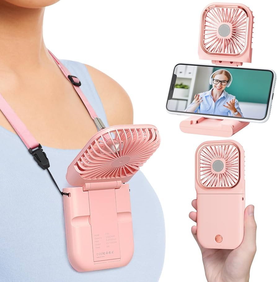 F-color Portable Handheld Fan for Travel - Rechargeable Fan with Phone Holder 3 Speed Adjustable,... | Amazon (US)