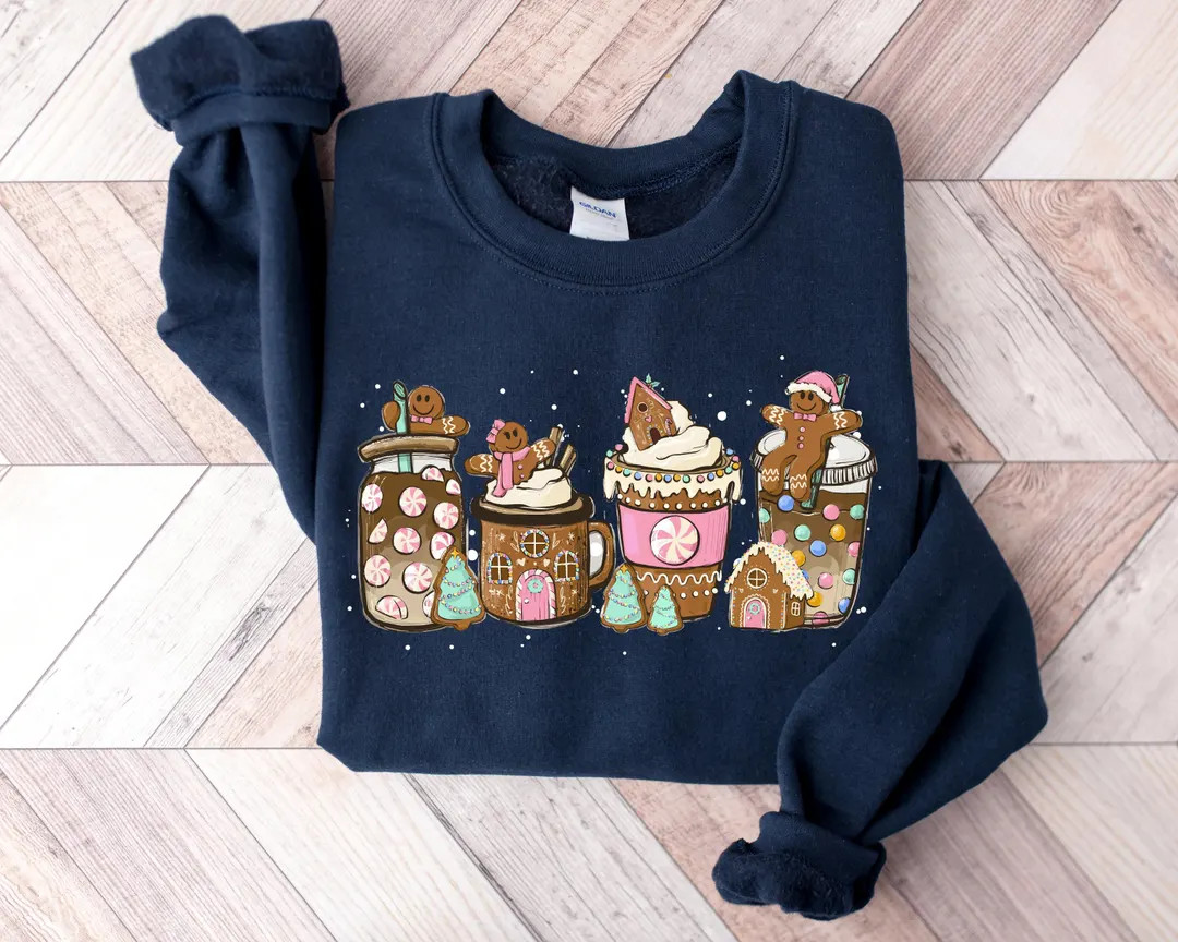 Gingerbread Coffee Christmas Shirt, Christmas Sweatshirt, Holiday Sweatshirt, Christmas Coffee Sw... | Etsy (US)