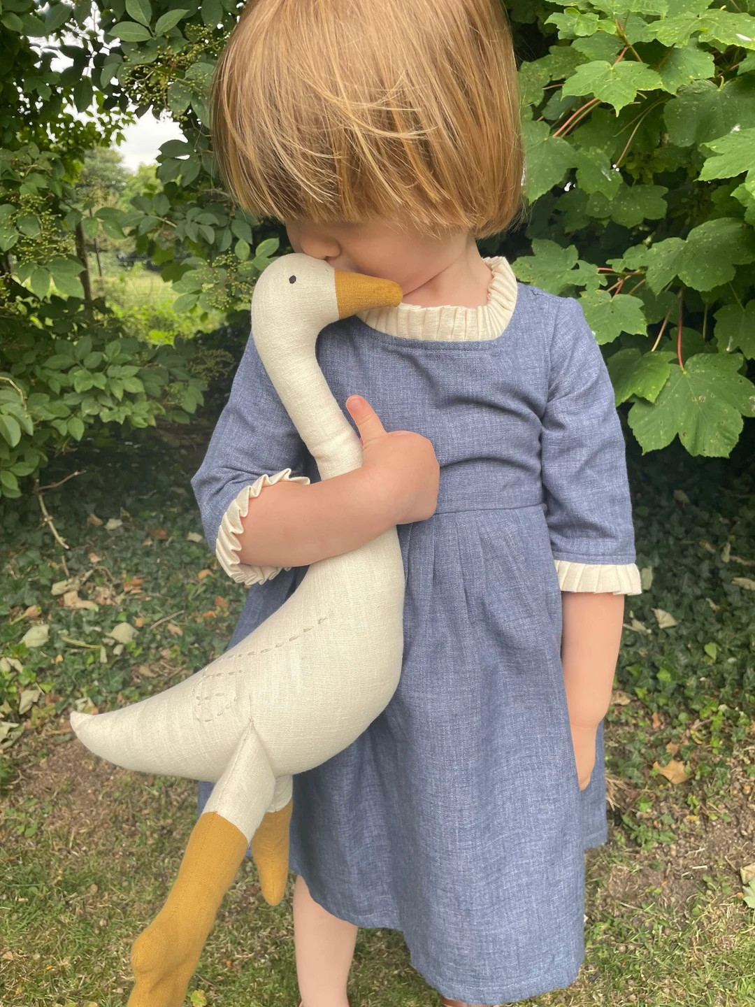 Premium Linen Heirloom Stuffed Animal Goose Baby Shower Gift Hand Embroidered Neutral Unisex Time... | Etsy (US)