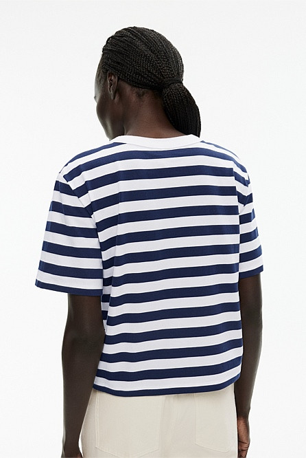 Stripe Cotton Crop Short Sleeve Tee | Witchery (AU)