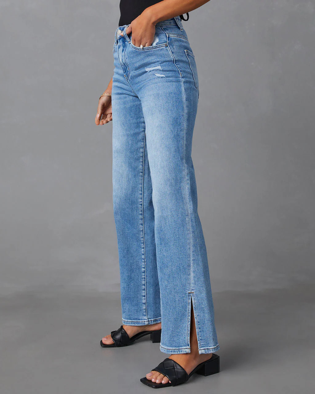 Downey High Rise Slit Flare Leg Jeans | VICI
