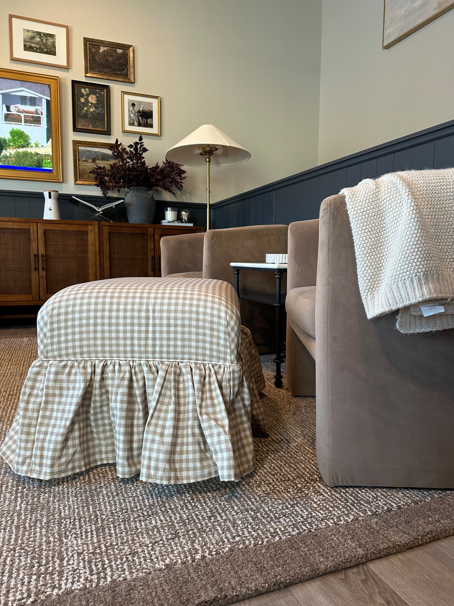 Ruffle skirt gingham ottoman! 

#LTKHome