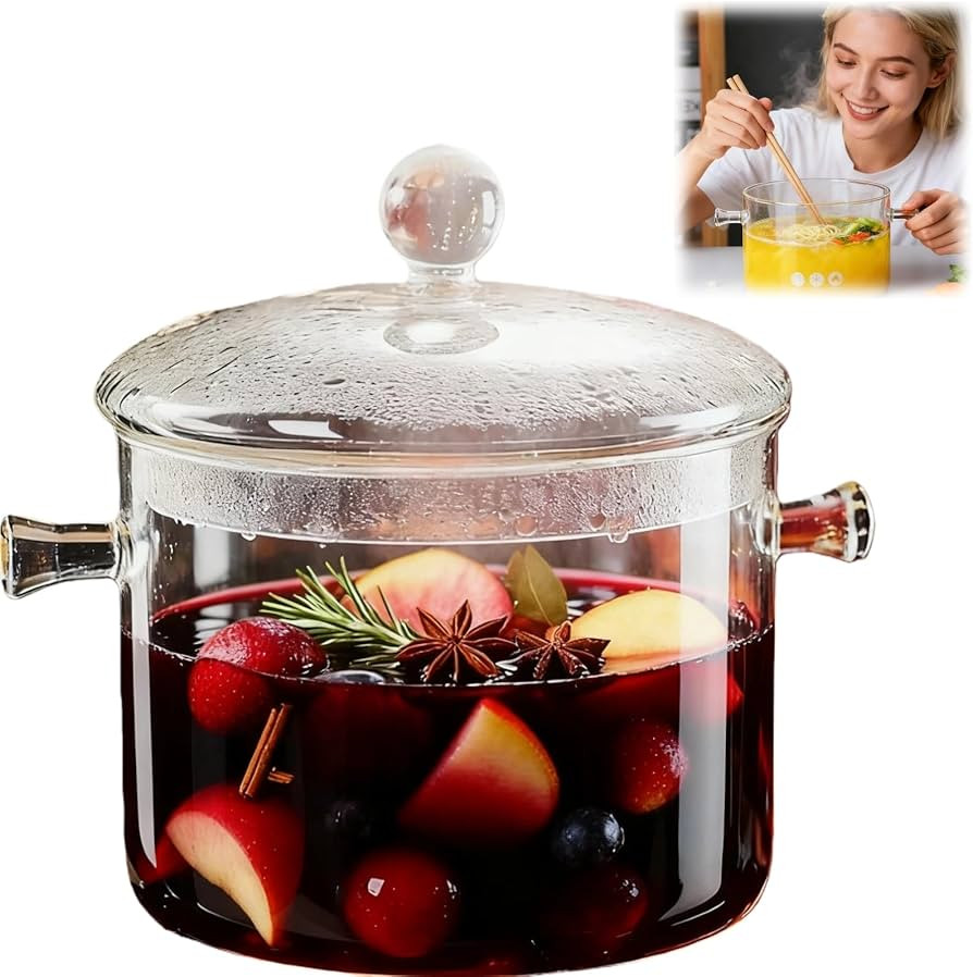 Clear Glass Potpourri Simmer Pot and Cookware for Cooking Stews Hot Beverages Noodles Milk Baby F... | Amazon (US)
