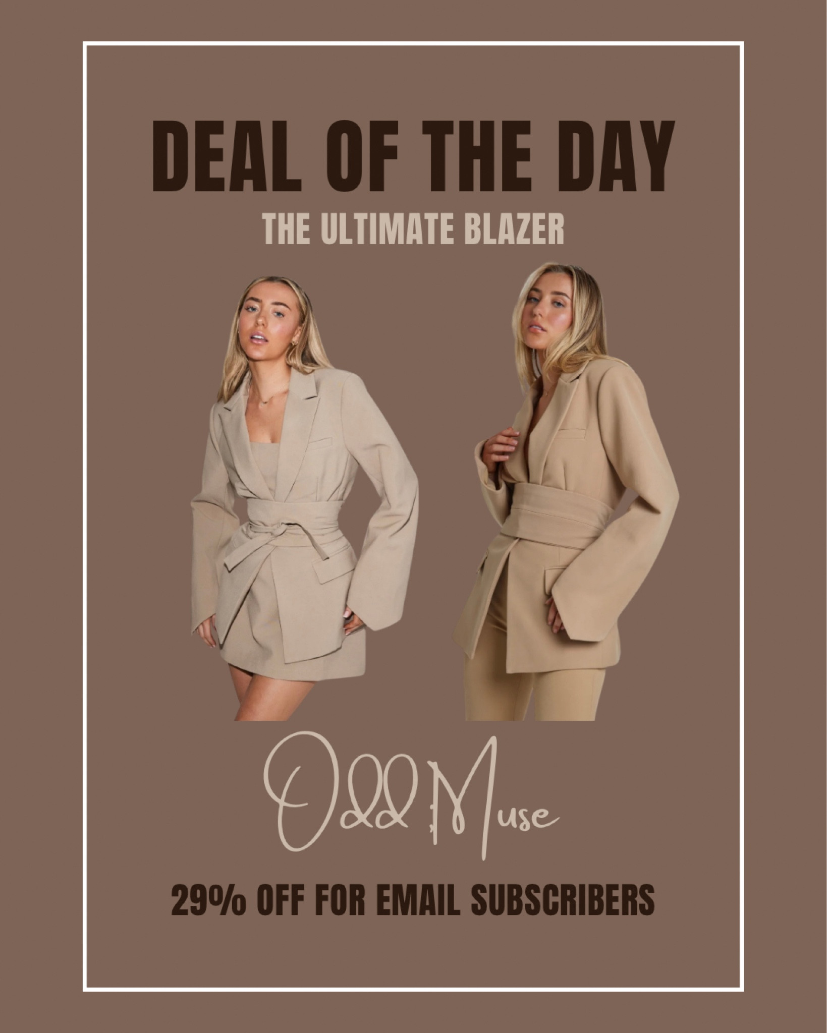 The ultimate blazer by Odd Muse now on sale for Black Friday
Tags: fashion autumn winter trending inspo outfit ideas belt tie oversized structured chic women’s style Parisian city break date night Christmas festive black taupe neutral camel

#LTKCyberWeek #LTKstyletip