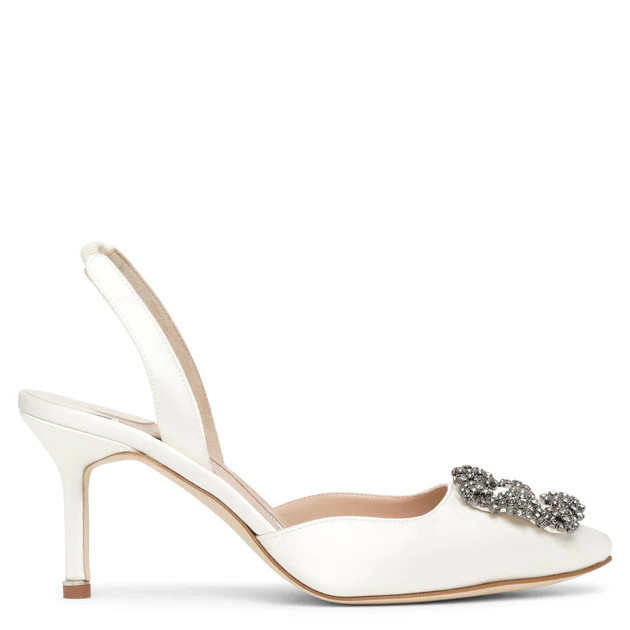 Hangisli 70 ivory satin slingback pumps | Shop Savannahs (US)