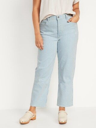 Extra High-Waisted Button-Fly Sky Hi Straight Striped Jeans for Women | Old Navy (US)