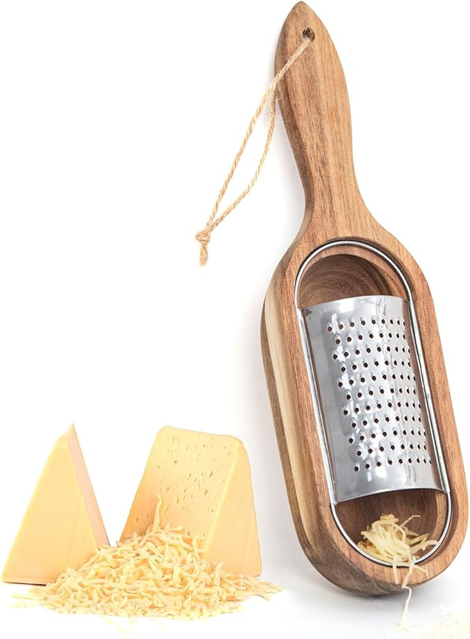 Wooden Cheese Grater with Handle,Rustic Brown Cheese Shredder with Storage Space,Handheld Kitchen... | Amazon (US)