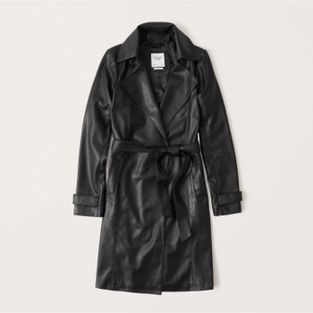 Vegan Leather Trench Coat | Abercrombie & Fitch (US)