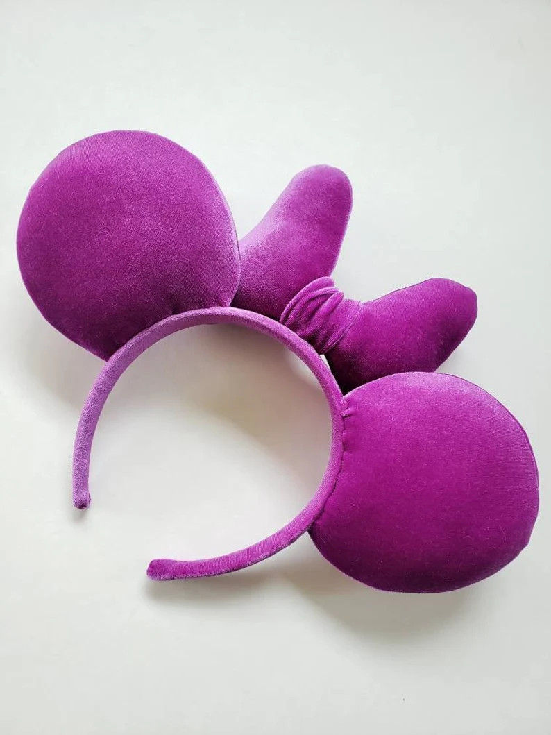 Bright Purple Velvet Mouse Ears Headband With Bow | Etsy (Global)