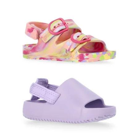Wonder Nation Toddler Girls Footbed Sandals 2-Pack | Walmart (US)