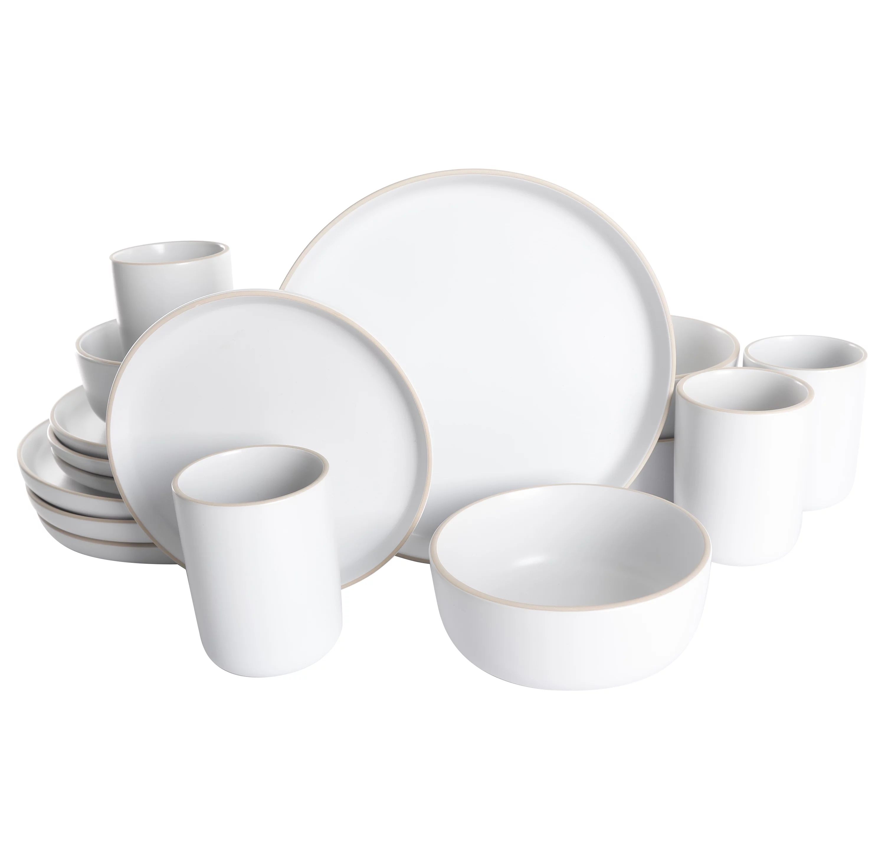 Gap Home 16-Piece Round White Stoneware Dinnerware Set - Walmart.com | Walmart (US)