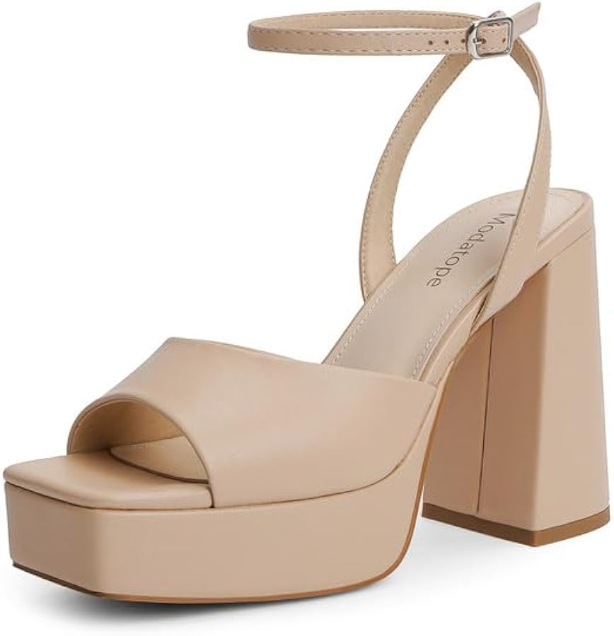 Modatope Platform Heels for Women Platform Sandals Womens Chunky Heel Open Toe Pumps Ankle Strap ... | Amazon (US)