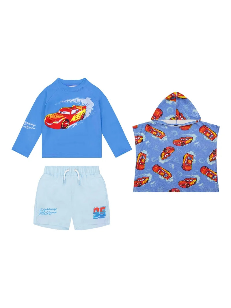 Character Toddler Boy Rash Guard Swim Set with Coverup, 3- Pieces, Sizes 12M- 5T | Walmart (US)