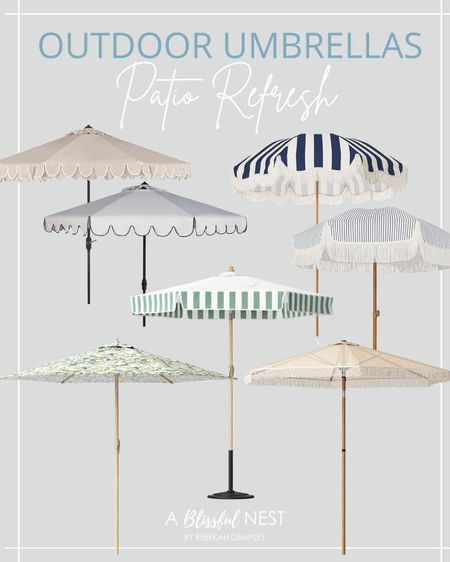 Decorate your yard with these beautiful outdoor umbrella finds! 
Coastal style, coastal home decor, minimal decor, outdoor patio, backyard patio, patio decor. 


#LTKfindsunder100 #LTKfindsunder50 #LTKhome