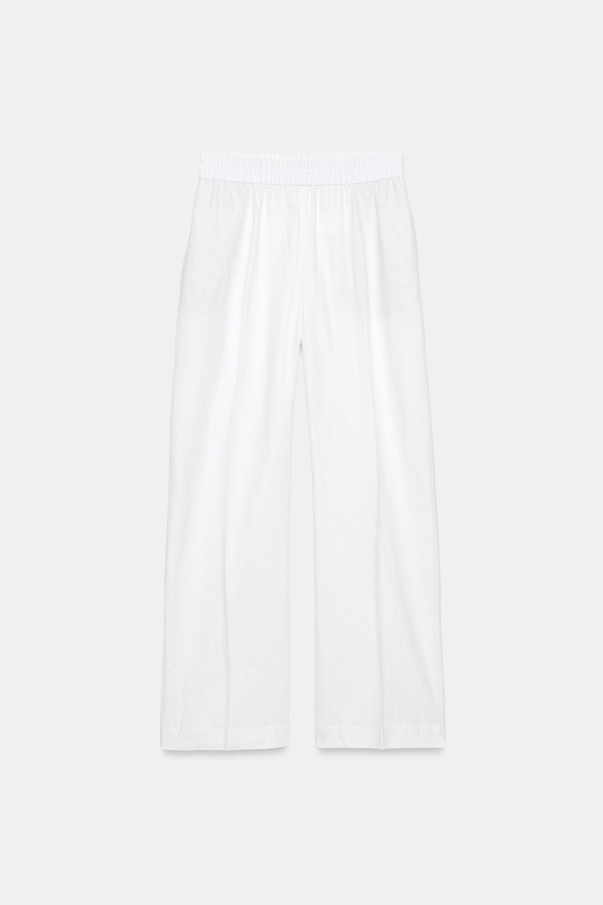 LINEN STRAIGHT LEG PANTS | Zara US