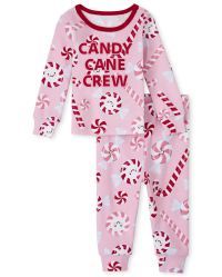 Baby And Toddler Girls Christmas Long Sleeve 'Candy Cane Crew' Snug Fit Cotton Pajamas | The Chil... | The Children's Place