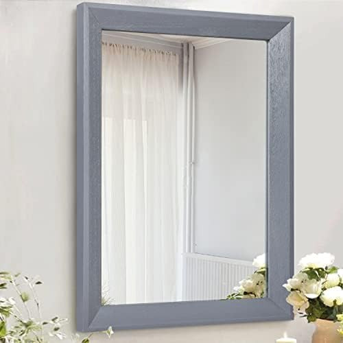 AAZZKANG Grey Wall Mirror with Wood Frame Rectangle Mirror Decorative Farmhouse Bedroom Bathroom ... | Amazon (US)