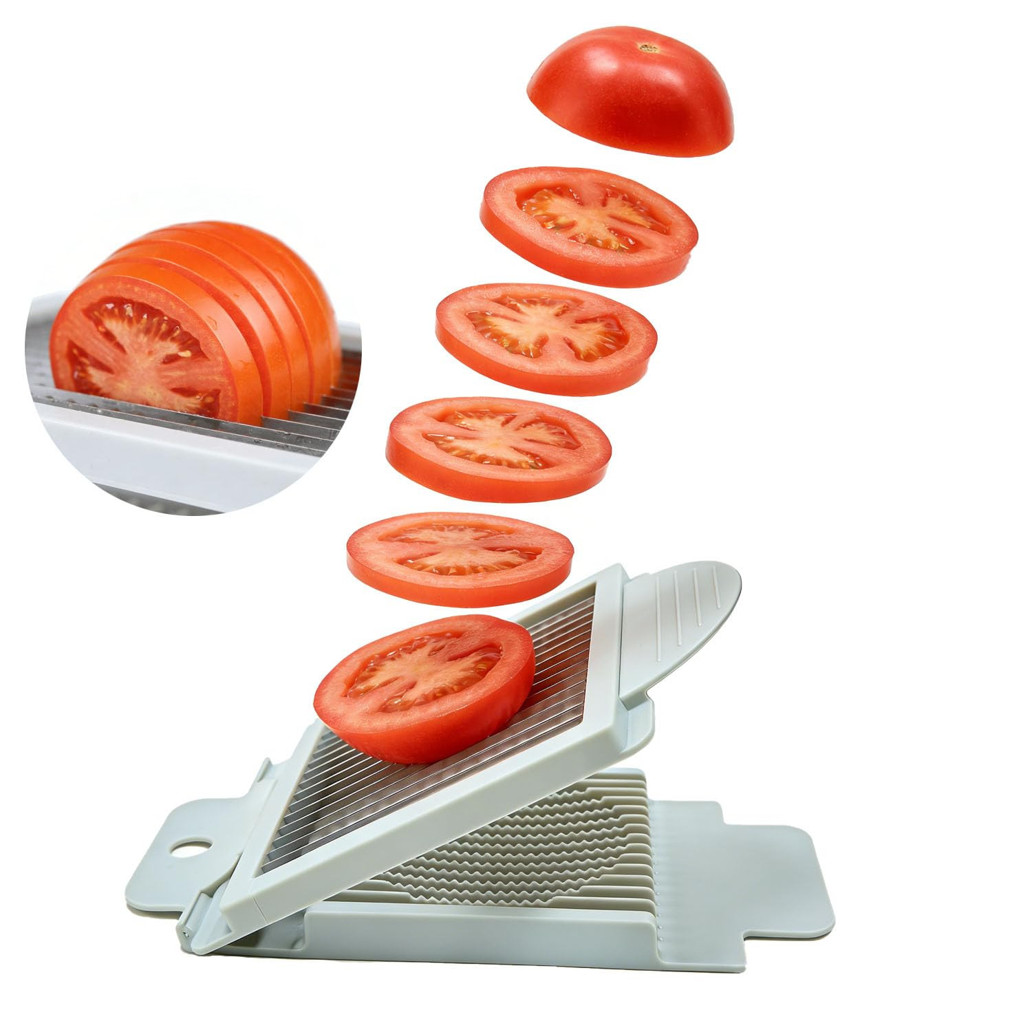 PCTC Tomato Slicer, Stainless steel tomato slicer, Vegetable Slicer,15 Sharp Blades Tomato Slicer... | Amazon (US)