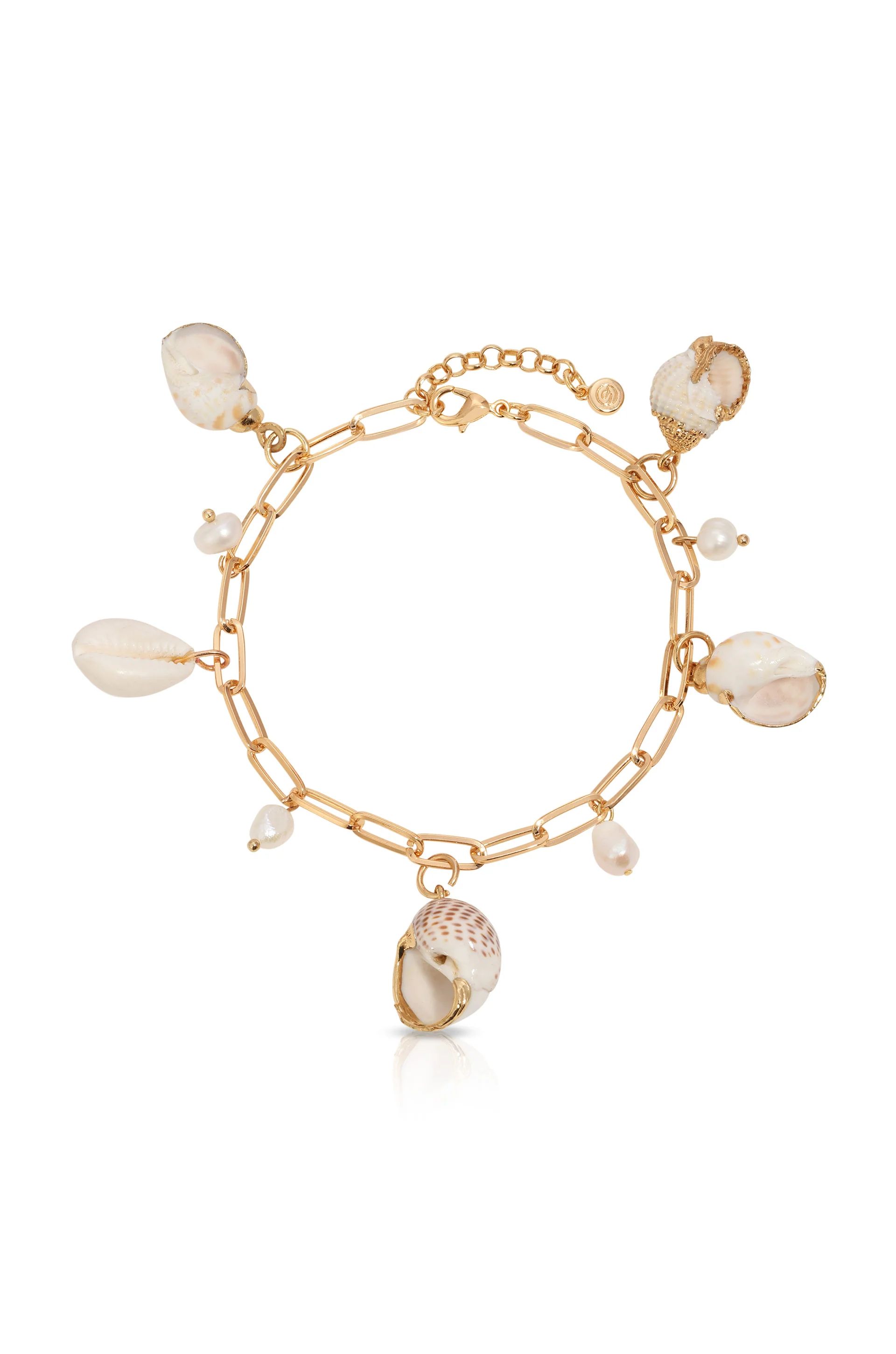 Paperclip Chain Shell Charm Anklet | Ettika