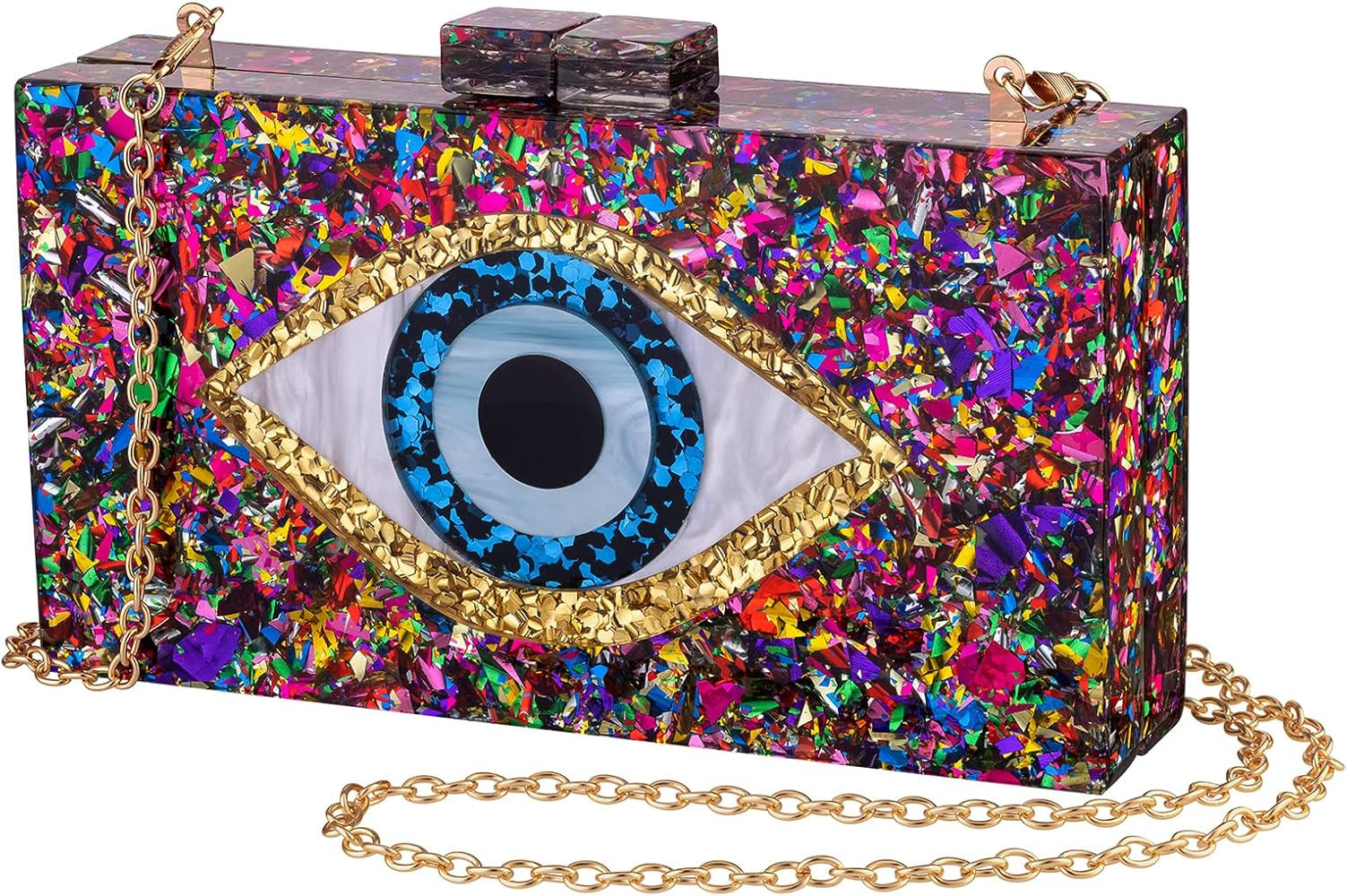LETODE Clutch Purses for Women-Evil Eye Acrylic Clutch Glitter Purse Evening Bag Chain Shoulder C... | Amazon (US)
