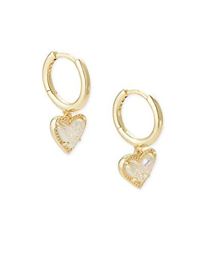 Kendra Scott Ari Heart Huggie Earrings in Gold Iridescent Drusy | Amazon (US)