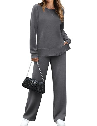 OFEEFAN Women's 2 Piece Lounge Set Travel Airport Outfits Side Slit Tracksuit Wide Leg Loungewear... | Amazon (US)