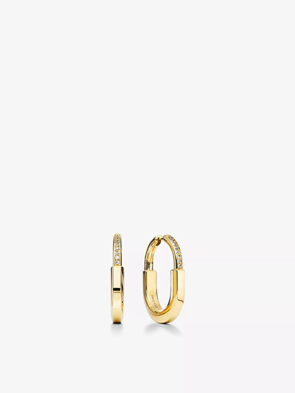 Lock 18ct yellow-gold and 0.19ct diamond earrings | Selfridges