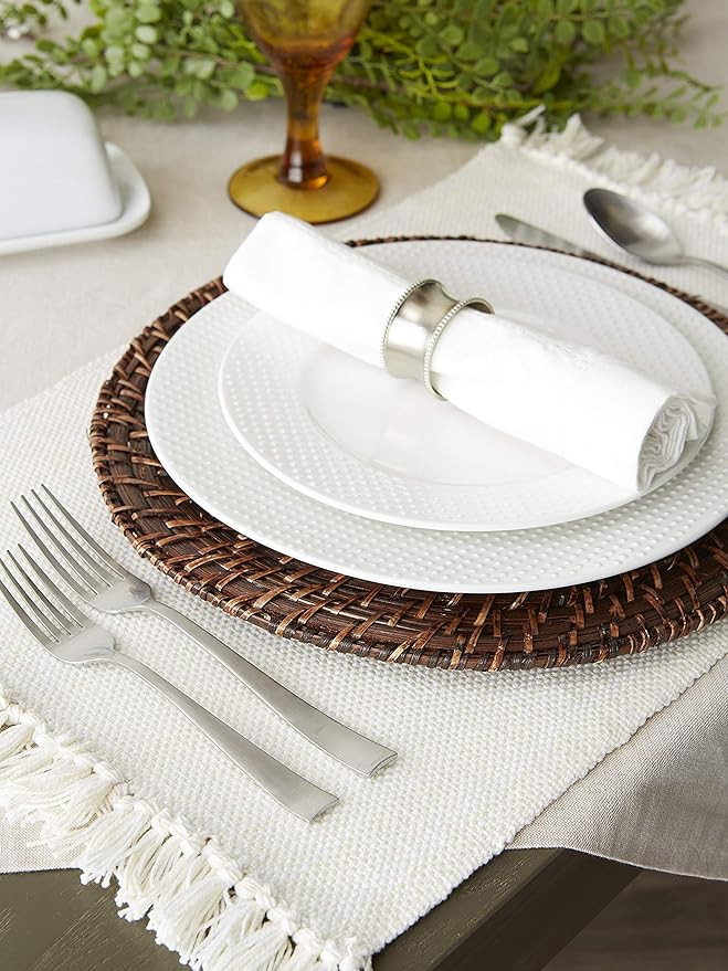 DII Variegated Tabletop Collection, Placemat Set 13x19, Off-White, 6 Piece | Amazon (US)