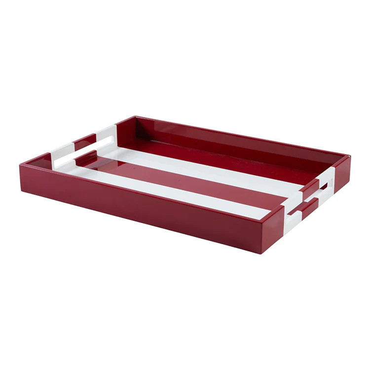 Large Ottoman Burgundy Striped Tray | Addison Ross UK