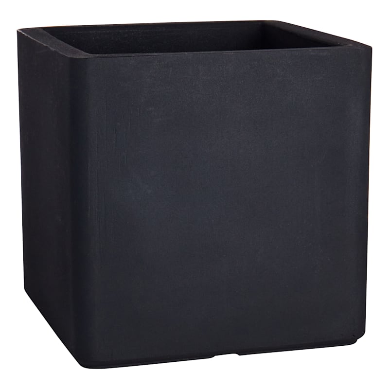 Lead Black Flat Cube Planter, 18" | At Home
