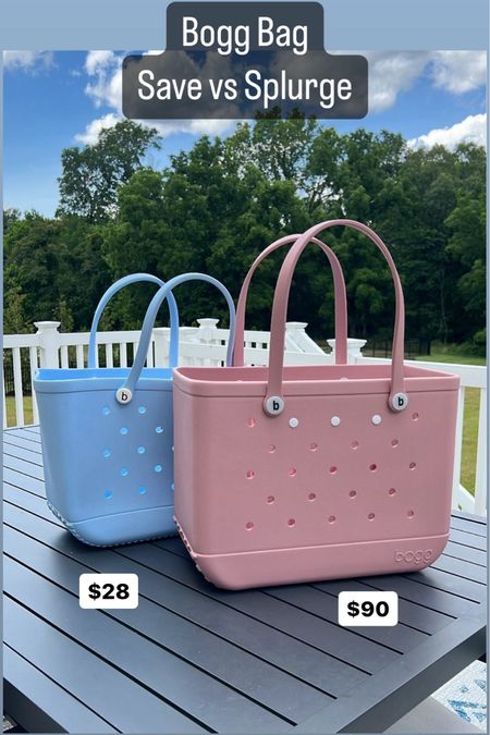 Bogg Bag save vs splurge. 
Light blue is the save
Blush is the real Bogg bag
*I couldn’t get the look for less to bend back into shape from shipping. I recommend getting the real bag. It’s worth it. 

#LTKfindsunder50 #LTKswim #LTKfamily