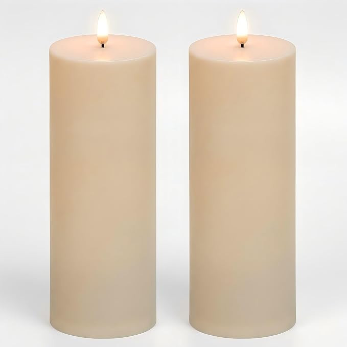 ANGELLOONG Flickering Flameless Candles with Timer for Patio, 8"x3" | Amazon (US)