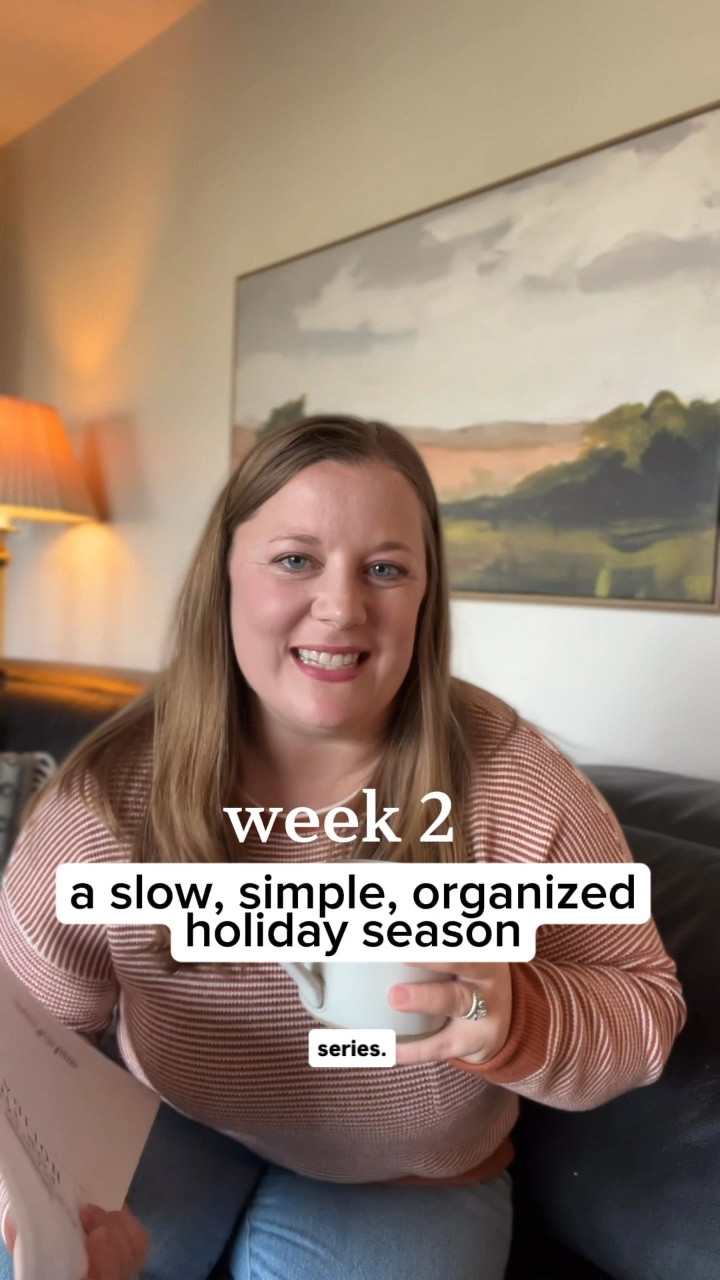 ✨It’s Week 2 of our slow, simple, and organized holiday prep series! 🎄

If you missed last week, don’t worry — there’s still plenty of time to jump in. Each week I’m sharing a few small, doable steps to help you stay ahead and actually enjoy the holidays this year.

Visit the link in my bio to get my free Holiday Organization Checklist so you can follow along with all the weekly tasks and tips! 

Because we both know how December goes… the calendar fills up fast, the to-do list gets long, and before we know it, the joy gets buried under the chaos. But not this year!

________________
holiday organization, christmas planning, slow christmas, intentional holidays, holiday prep for moms, christmas checklist, organized christmas, simple holiday ideas, stress free christmas, holiday home organization, decluttering for christmas, calm holiday season, realistic holiday prep, family christmas planning, holiday homemaking