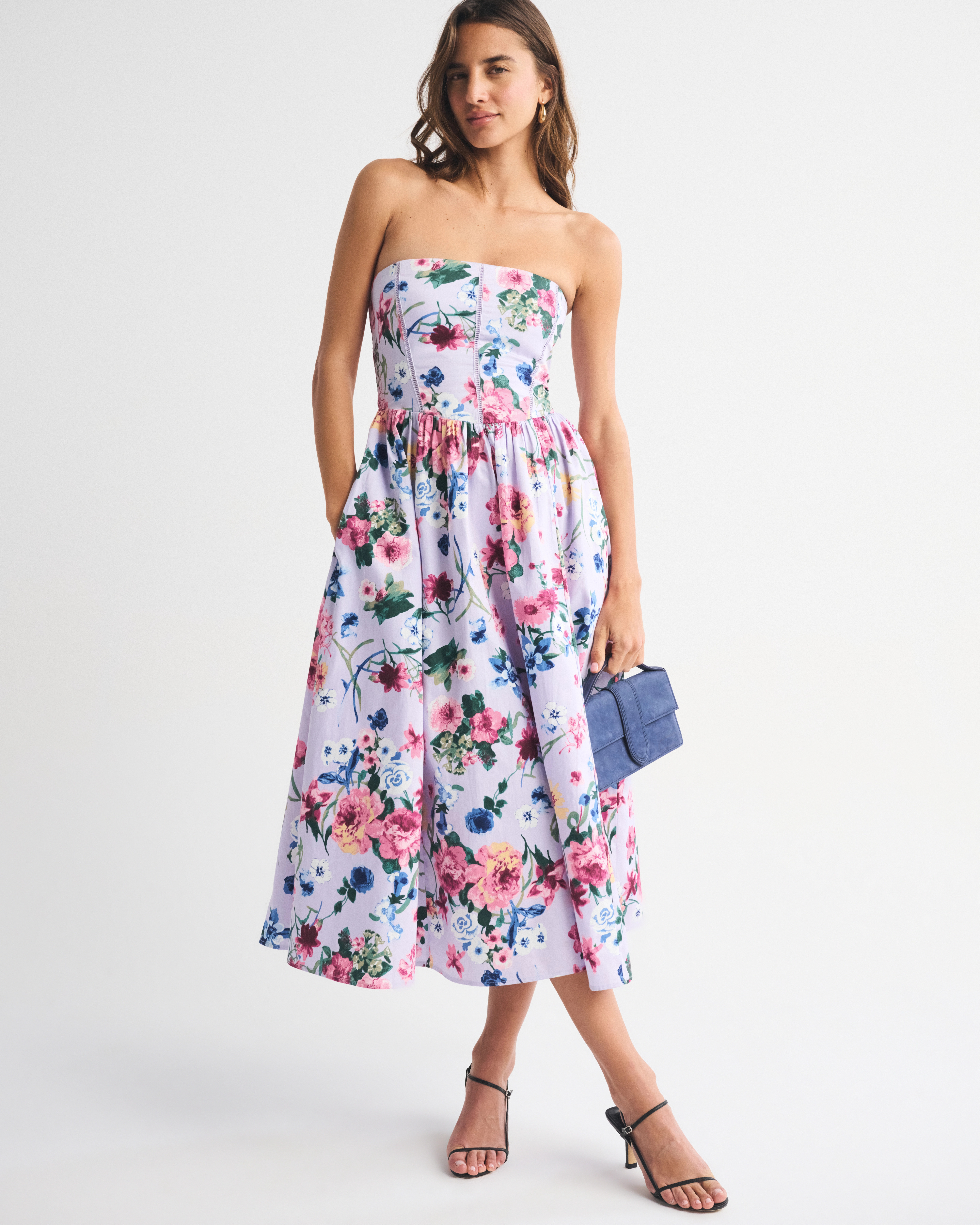 Bra-Free Dipped Waist Midi Dress | Abercrombie & Fitch (US)