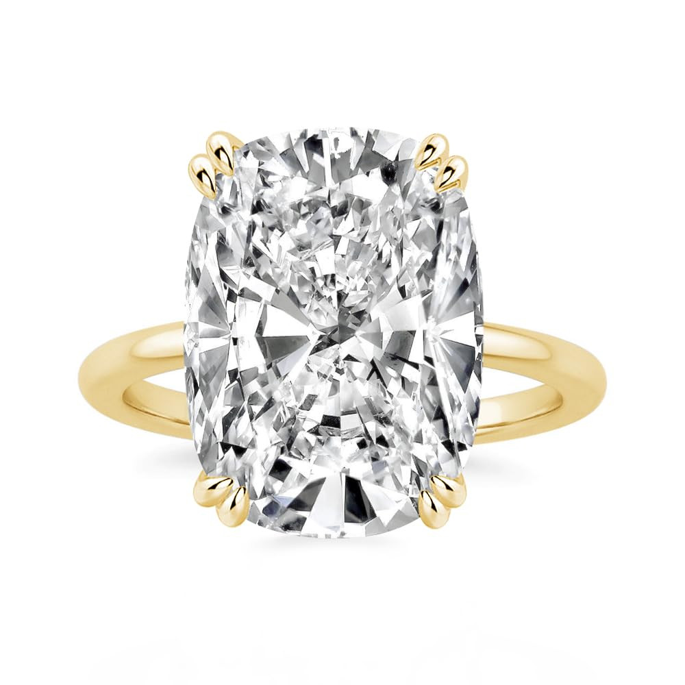 6.0ct Elongated Cushion Cut Engagement Ring for Women,18K Gold Plated Sterling Silver Simulated D... | Amazon (US)