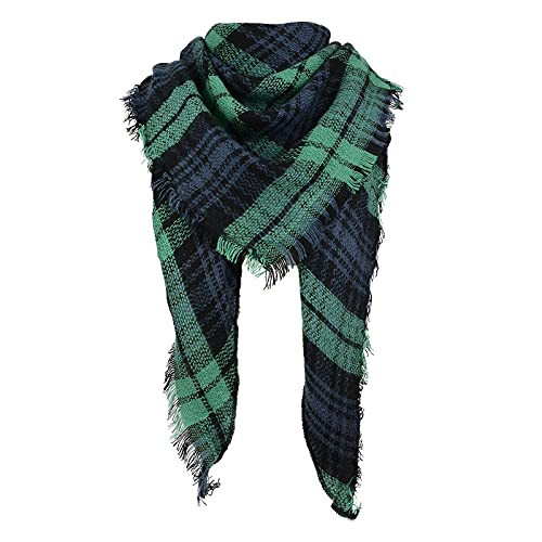American Trends Scarfs for Women Winter Triangle Scarf Plaid Warm Scarf Soft Classic Oversized Scarves Large Knitted Wrap Shawl Green P & Blue | Amazon (US)