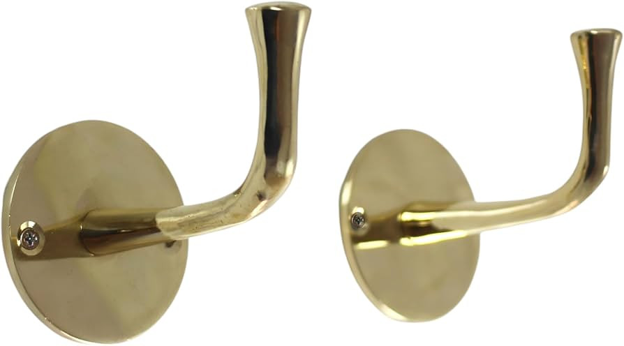 Unlacquered Brass Wall Hooks – Heavy Duty Handcrafted Coat & Towel Hooks with Vintage Patina Fi... | Amazon (US)