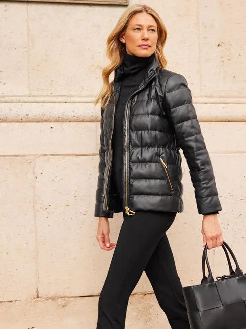 Sariah Faux Leather Puffer Jacket | J.McLaughlin